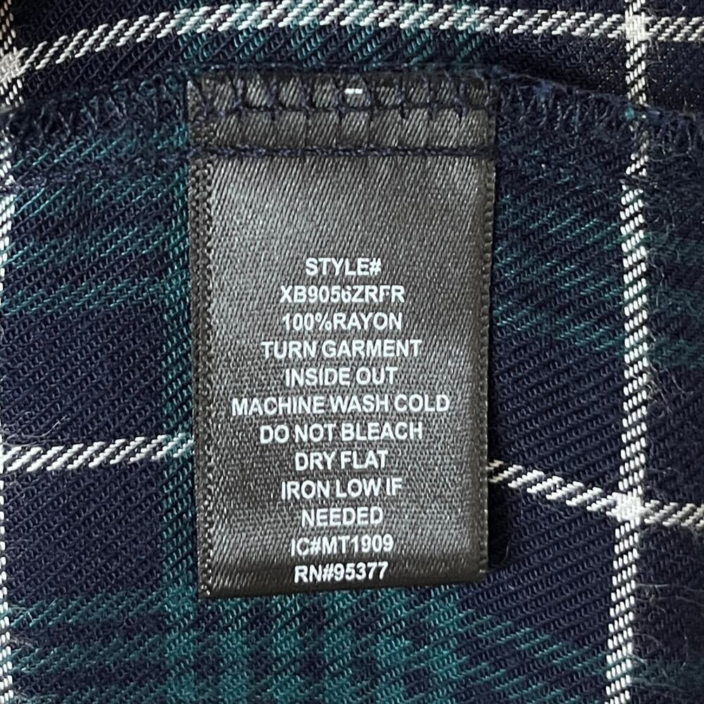 Sanctuary Women's Boyfriend Fit Shirt M Green & Blue Plaid Snap Button Up Rayon - Picture 9 of 9